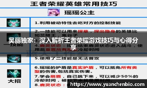 吴丽独家：深入解析王者荣耀游戏技巧与心得分享